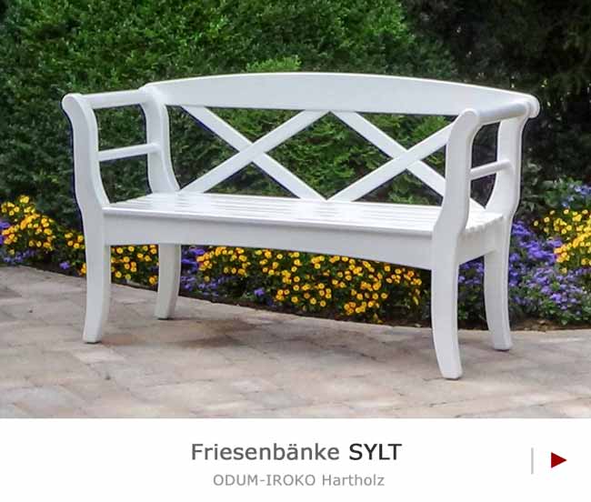 Weiße Friesenbänke SYLT aus ODUM-IROKO Hartholz