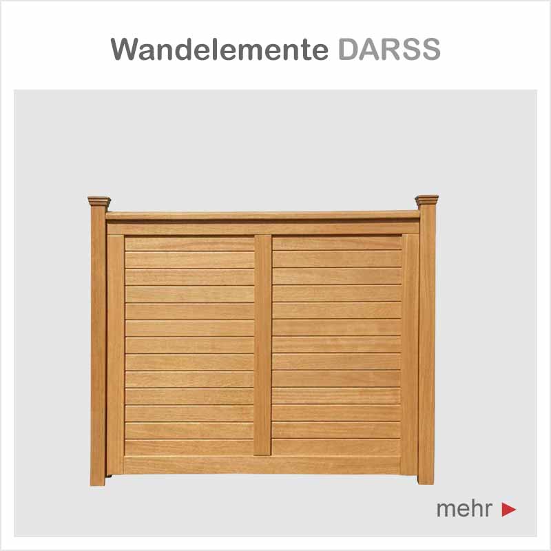 Wandelement 180 x 145 cm mit Satteldach - Hartholz Natur