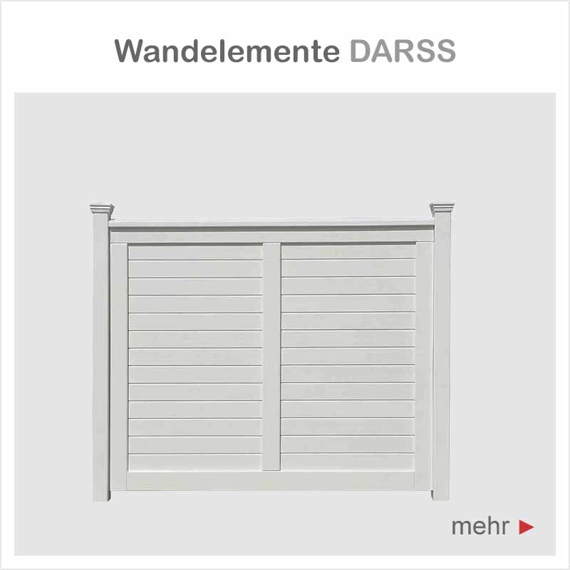 Wandelement DARSS - Hartholz weiss lackiert - 180 x 145 cm mit Satteldach