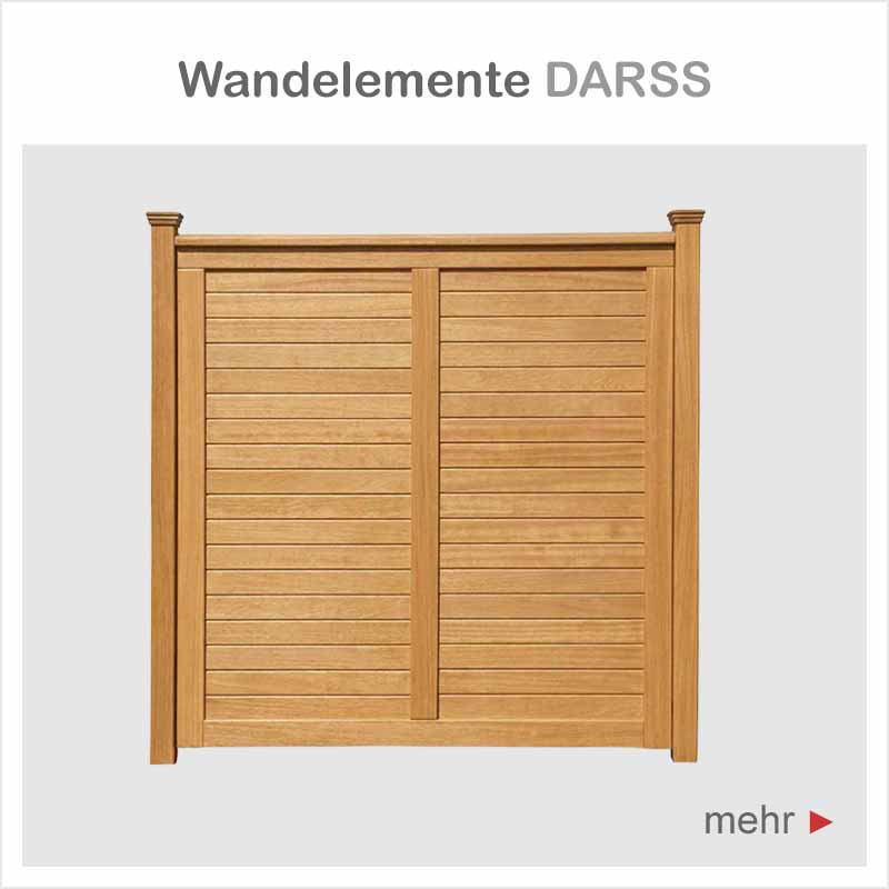 Wandelement DARSS 180 x 180 cm - ODUM-IROKO Hartholz Natur