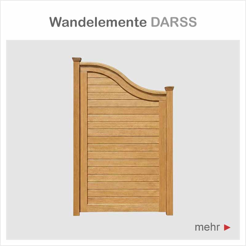 Wandelement DARSS mit Bogen - 90 x 180/145 cm - Hartholz Natur