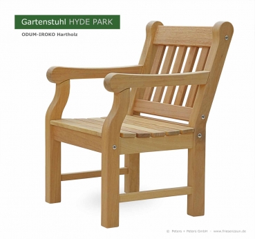 Preview: 1er Gartenstuhl HYDE PARK Exklusive - Natur Preview: 1er Gartenbank im englischen Hyde Park Stil - Hartholz Natur
