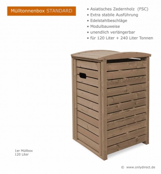 Preview: 1er Mülltonnenbox STANDARD 240 Preview: Detailansicht Aufsteller Mülltonnenbox  STANDARD