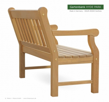 Preview: 2er Gartenbank HYDE PARK Exklusive - Natur Preview: Holzbank HYDE-PARK - Ansicht von hinten - Hartholz Natur - Sitzbreite 100 cm