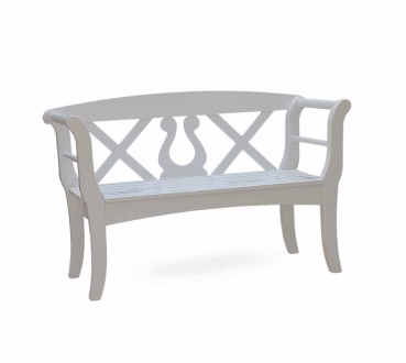 Preview: Friesenbank SYLT Romantik - lackiert Preview: Friesenbank SYLT Romantik - Gesamtbreite 128 cm - Sitzbreite 100 cm - ODUM-IROKO Hartholz weiß lackiert