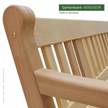 Preview: 4er Gartenbank WINDSOR - Natur Preview: Holzgartenbank WINDSOR 3er - Ausführung Natur