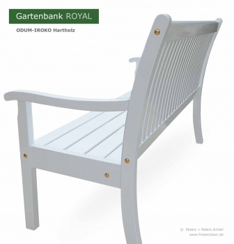 Preview: 2er Gartenbank ROYAL - lackiert Preview: Rückenlehne Holzbank Garten ROYAL