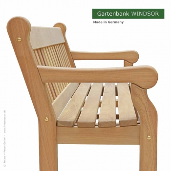 Preview: 4er Gartenbank WINDSOR - Natur Preview: Gartenbank Hartholz - Holzbank WINDSOR Ausführung Natur