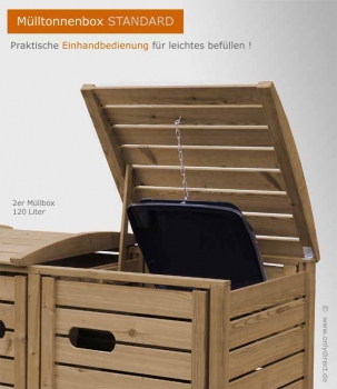 Preview: 4er Mülltonnenbox STANDARD 240 Preview: Detailansicht Aufsteller Mülltonnenbox  STANDARD