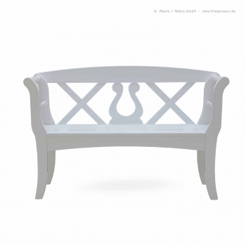Preview: Friesenbank SYLT Romantik - lackiert Preview: Weiße Friesenbank SYLT Romantik - Gesamtbreite 128 cm - Sitzbreite 100 cm - ODUM-IROKO Hartholz - Made in Germany