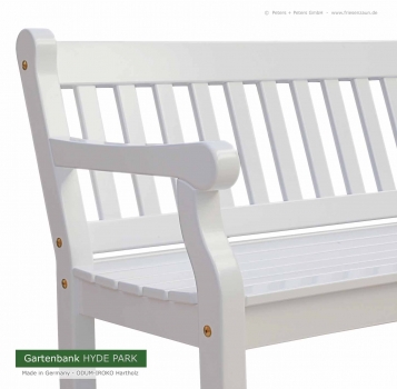 Preview: 3er Gartenbank HYDE PARK Exklusive - lackiert Preview: Gartenbank HYDE PARK - Hochwertige Verarbeitung
