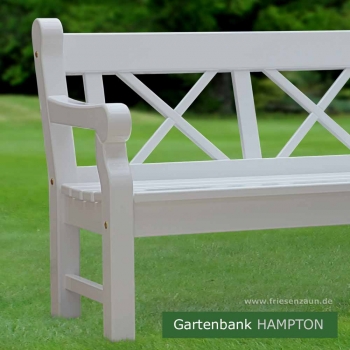 Preview: 2er Gartenbank HAMPTON - lackiert Preview: Gartenbank HAMPTON - weiß