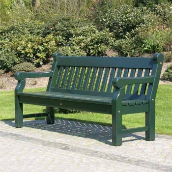 Preview: 3er Gartenbank WINDSOR - lackiert Preview: Holzbank Garten Modell WINDSOR 3-Sitzer grün